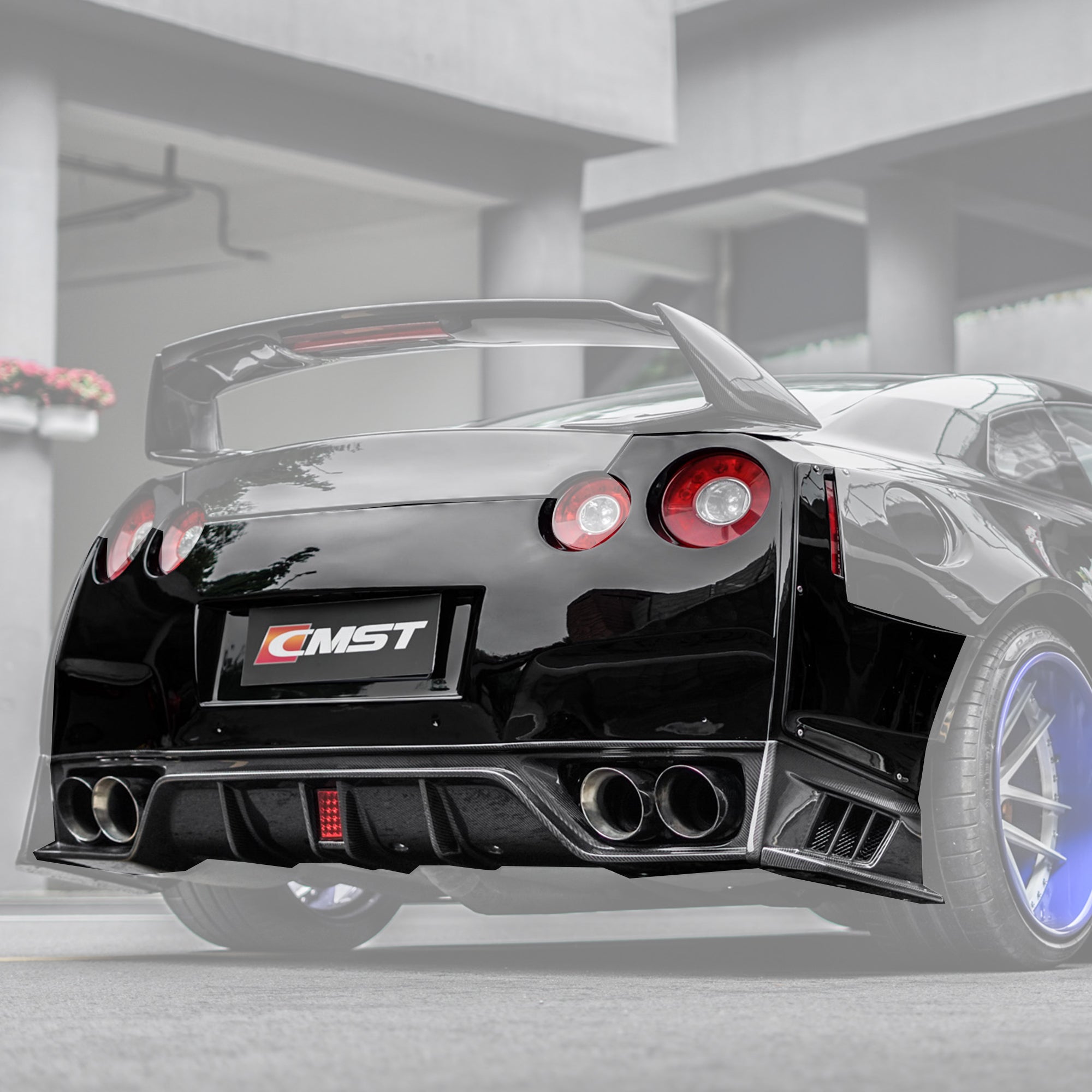 CMST Tuning  Facelift Conversion Partial Carbon Fiber Rear Bumper & Rear Diffuser 4 Pcs for Nissan GTR GT-R R35 2008-2016