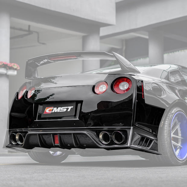 CMST Tuning  Facelift Conversion Partial Carbon Fiber Rear Bumper & Rear Diffuser 4 Pcs for Nissan GTR GT-R R35 2008-2016 - Robot Bodykits