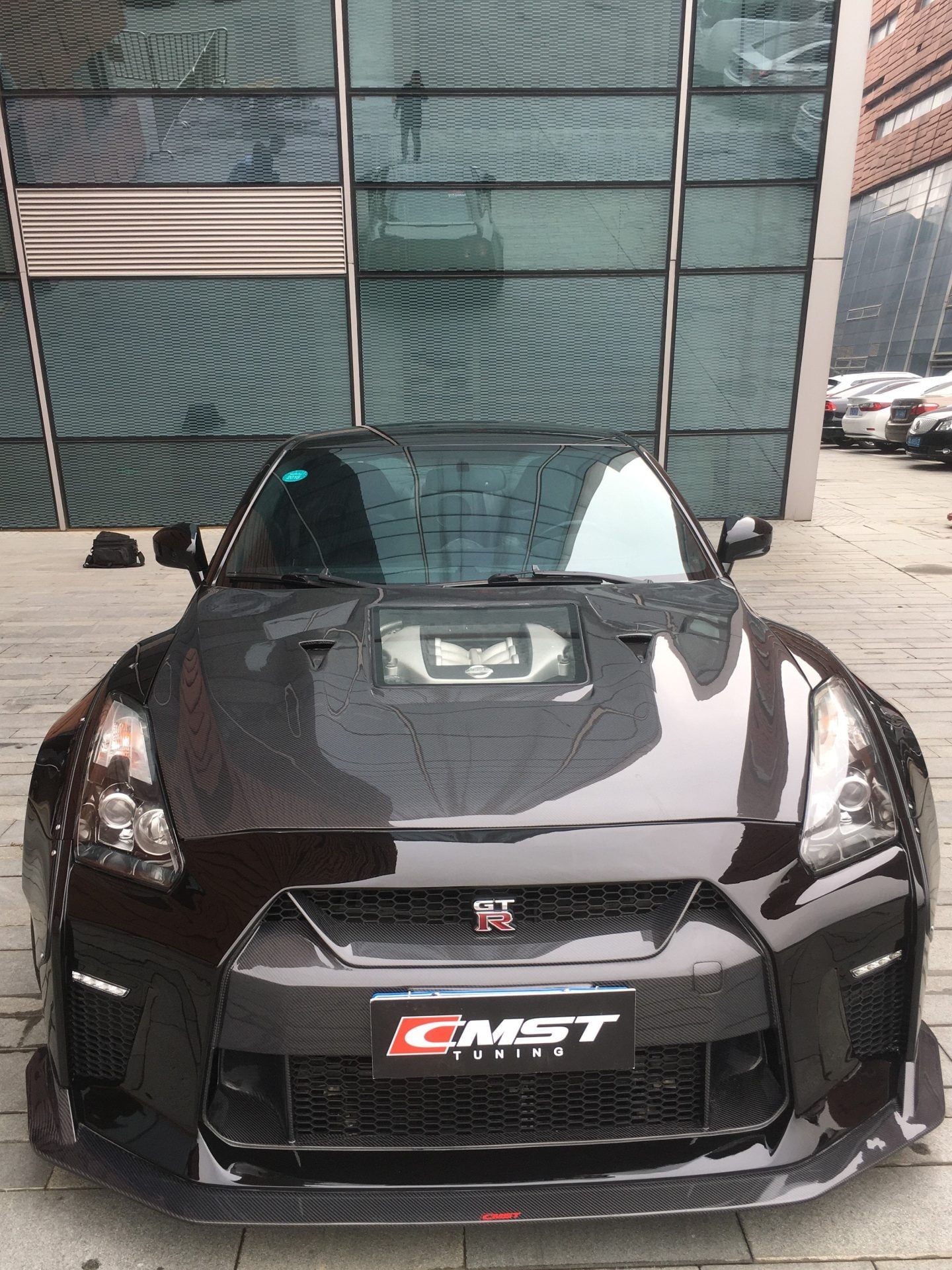 CMST Tuning Nissan GTR GT-R R35 2008-2016 Carbon Fiber Tempered Glass Transparent Hood Window See Through - Robot Bodykits