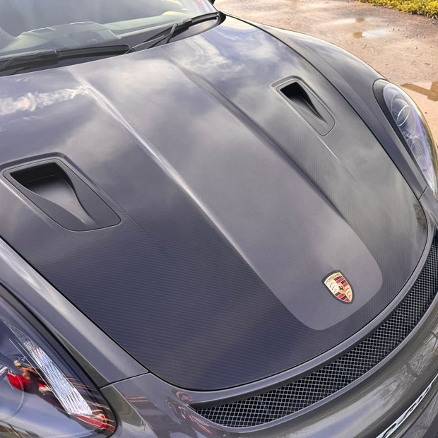 Porsche 718 / 981 / 991.1 / 991.2 Dry-Carbon (Prepreg) GT4 RS Style Bonnet