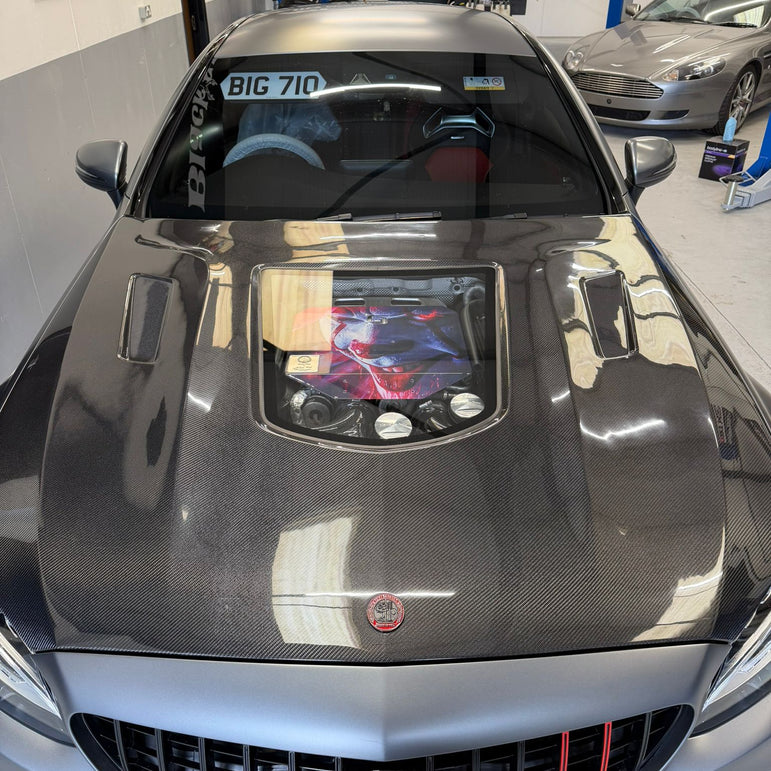 CMST Tuning Carbon Tempered Glass Transparent Bonnet For Mercedes Benz 2015-2020 AMG C63 Sedan Coupe 2 Door 4 Door - Robot Bodykits