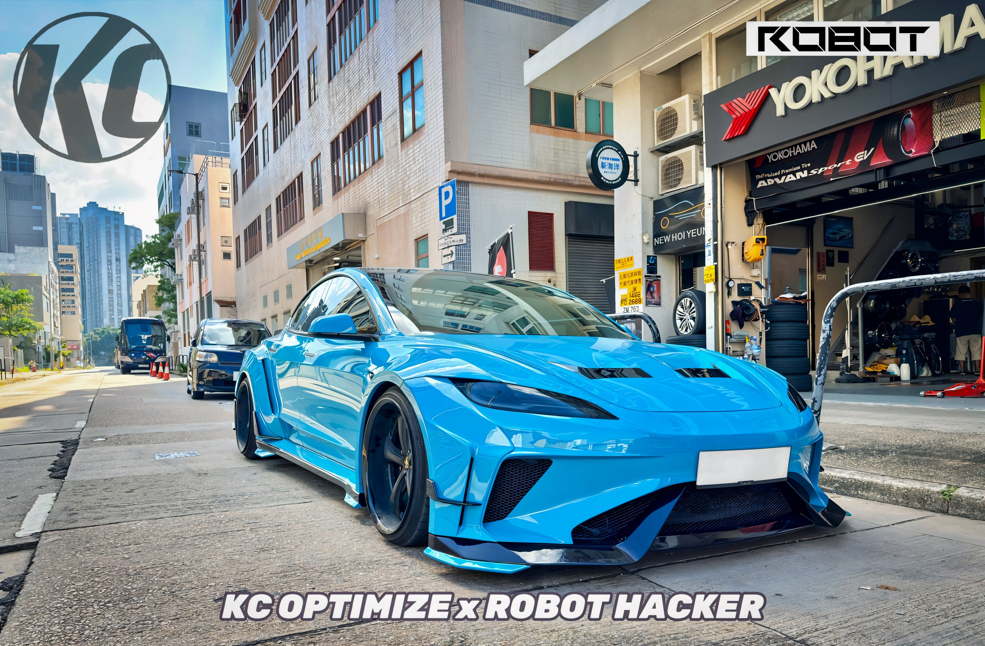 Robot Craftsman Tesla Model 3 Highland 2024+ “HACKER” Widebody FRP & Partial Carbon Full Kit