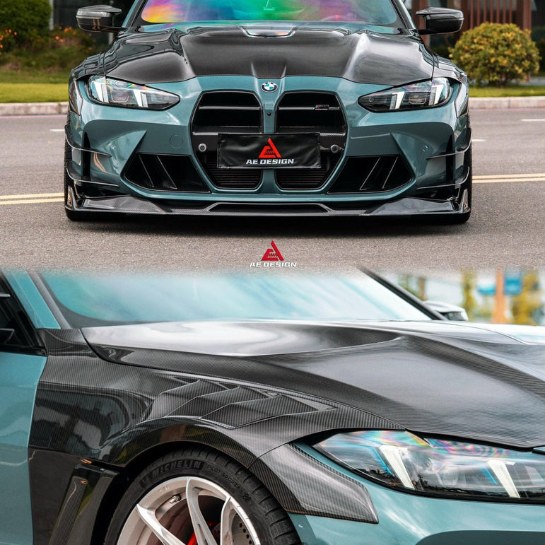 AE Design Prepreg Carbon Fibre Widebody Front Fender for BMW M3 / M4 G80 G82 & G83 Aftermarket Carbon Fiber Part / Bodykit - Robot Bodykits
