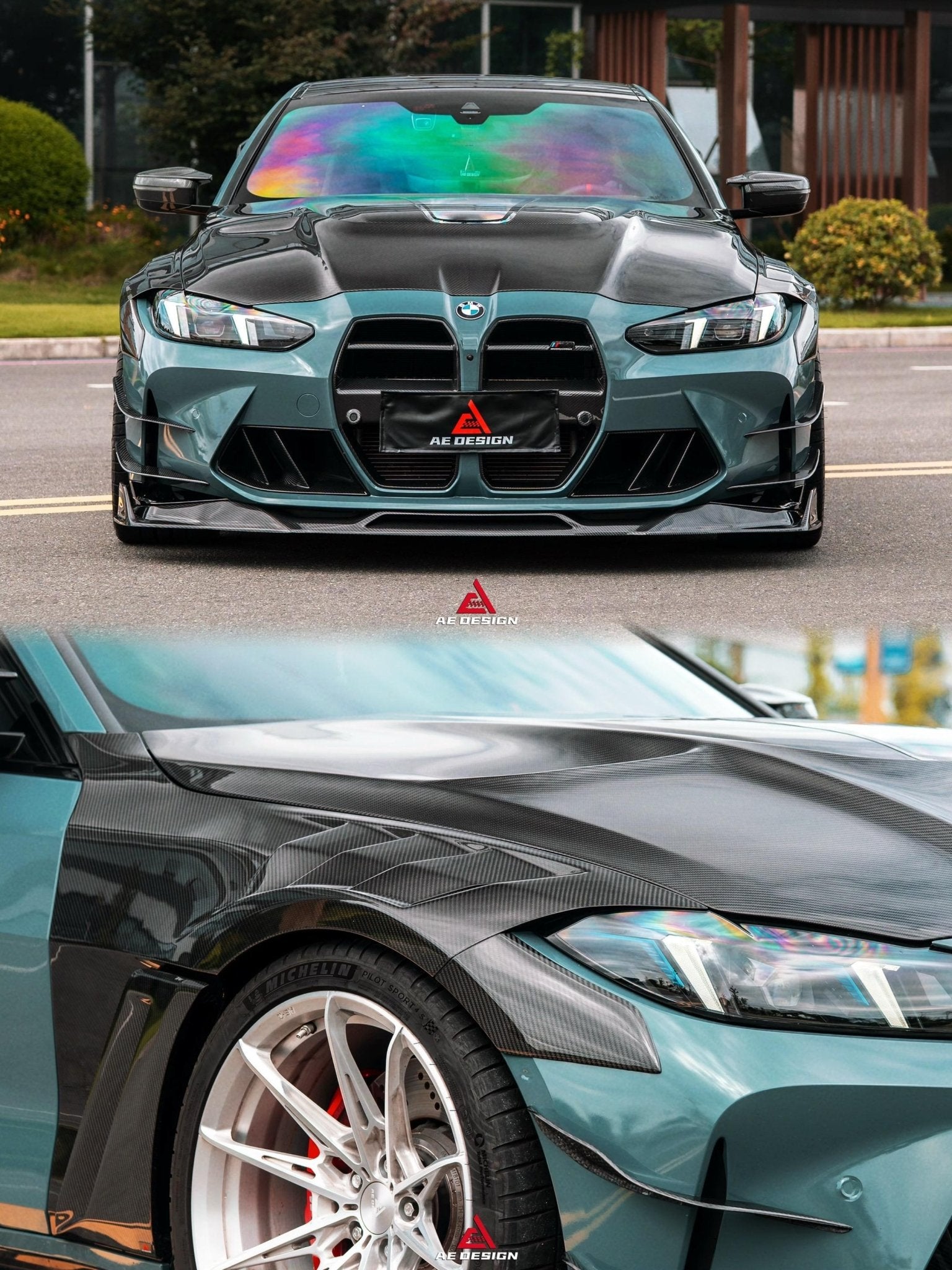 AE Design Prepreg Carbon Fibre Widebody Front Fender for BMW M3 / M4 G80 G82 & G83 Aftermarket Carbon Fiber Part / Bodykit - Robot Bodykits