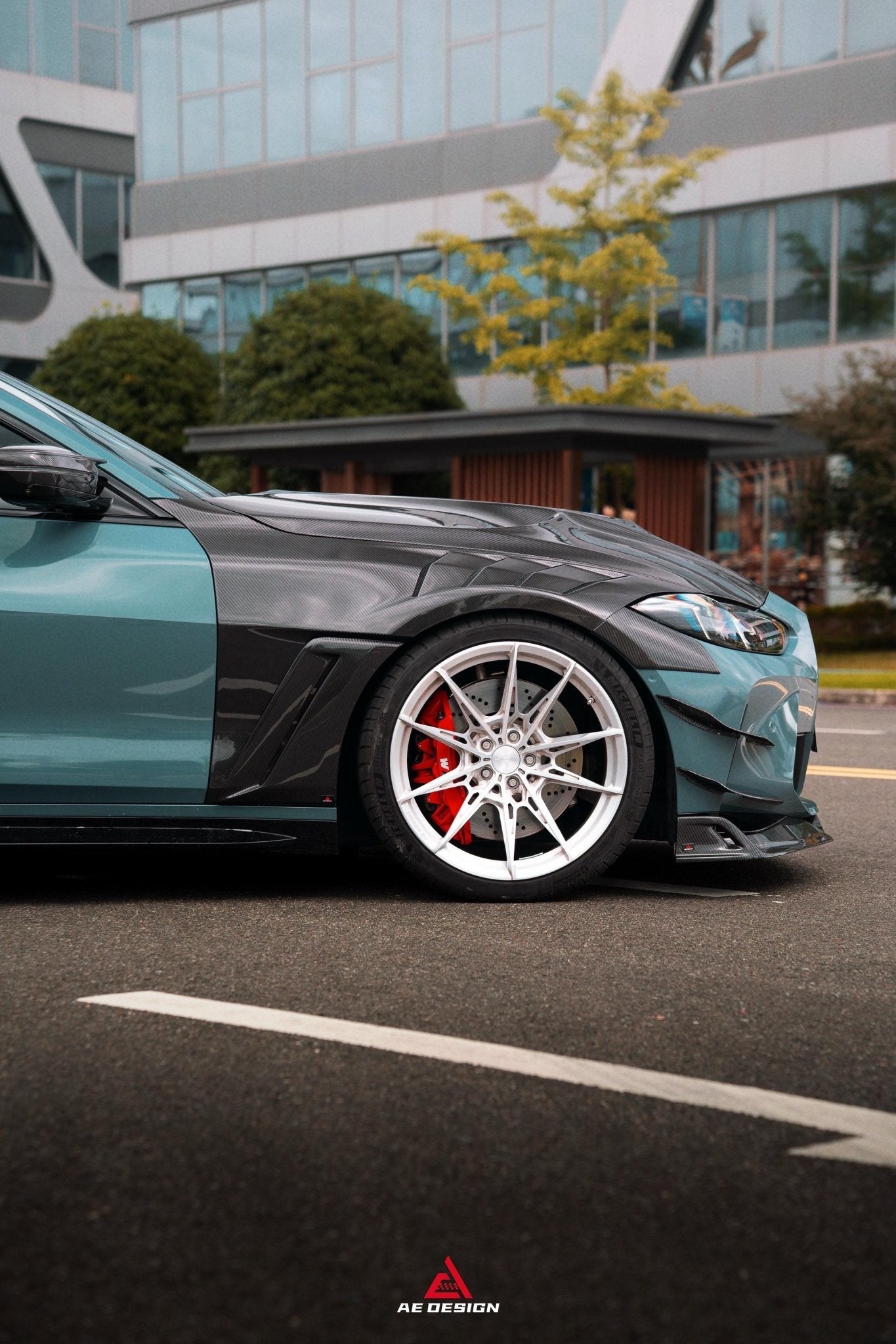 AE Design Prepreg Carbon Fibre Widebody Front Fender for BMW M3 / M4 G80 G82 & G83 Aftermarket Carbon Fiber Part / Bodykit - Robot Bodykits