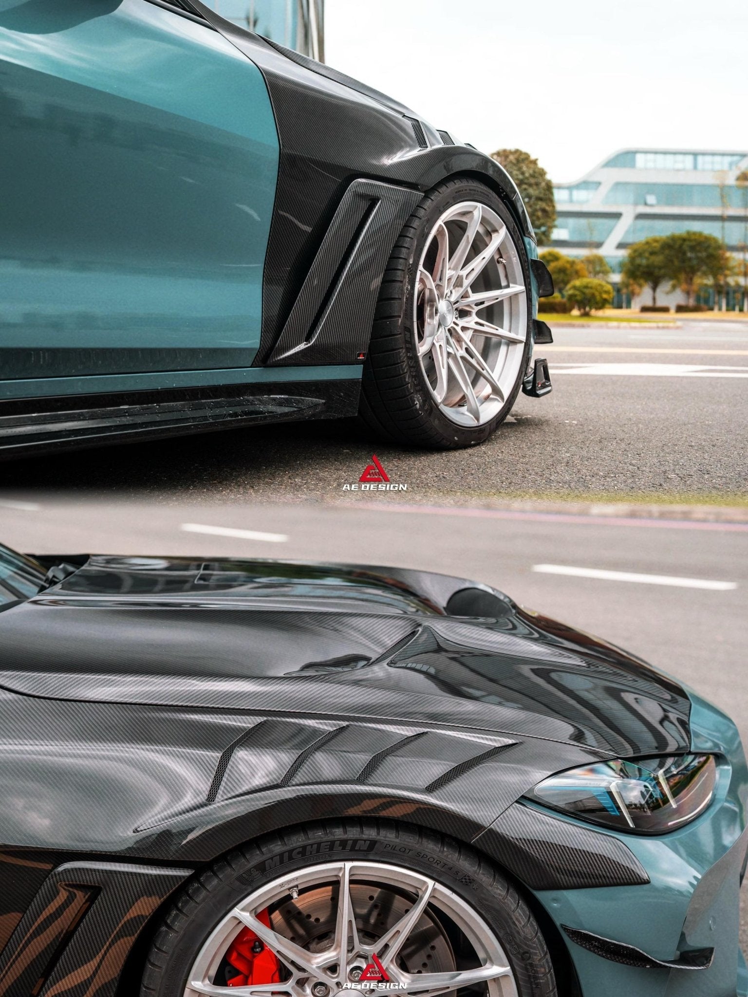 AE Design Prepreg Carbon Fibre Widebody Front Fender for BMW M3 / M4 G80 G82 & G83 Aftermarket Carbon Fiber Part / Bodykit - Robot Bodykits