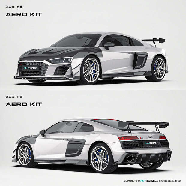 Audi R8 (Gen 2) Paktechz Full Dry Carbon Aerodynamics kit (2019 - 2023) Aftermarket Carbon Fiber Part / Bodykit - Robot Bodykits