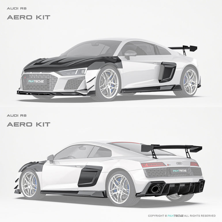 Audi R8 (Gen 2) Paktechz Full Dry Carbon Aerodynamics kit (2019 - 2023) Aftermarket Carbon Fiber Part / Bodykit - Robot Bodykits