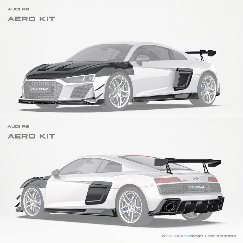 Audi R8 (Gen 2) Paktechz Full Dry Carbon Aerodynamics kit (2019 - 2023) Aftermarket Carbon Fiber Part / Bodykit - Robot Bodykits