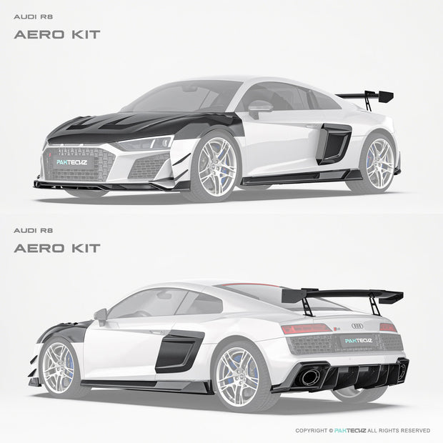 Audi R8 (Gen 2) Paktechz Full Dry Carbon Aerodynamics kit (2019 - 2023) Aftermarket Carbon Fiber Part / Bodykit - Robot Bodykits