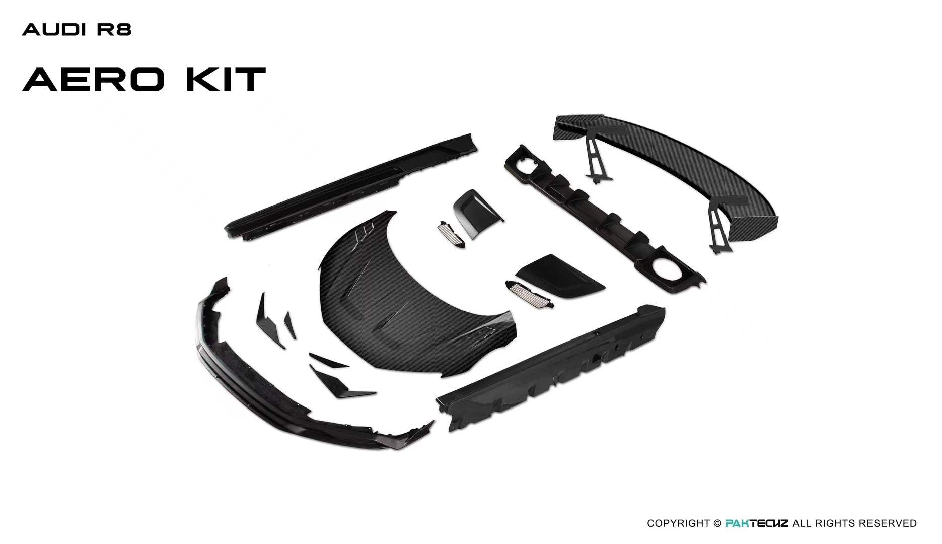 Audi R8 (Gen 2) Paktechz Full Dry Carbon Aerodynamics kit (2019 - 2023) Aftermarket Carbon Fiber Part / Bodykit - Robot Bodykits