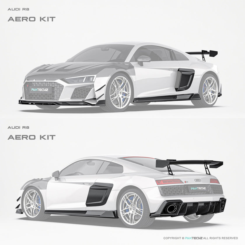 Audi R8 (Gen 2) Paktechz Full Dry Carbon Aerodynamics kit (2019 - 2023) Aftermarket Carbon Fiber Part / Bodykit - Robot Bodykits
