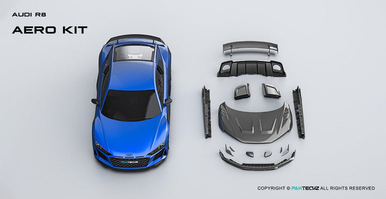 Audi R8 (Gen 2) Paktechz Full Dry Carbon (Prepreg) Bonnet (2016 - 2023) Aftermarket Carbon Fiber Part / Bodykit - Robot Bodykits