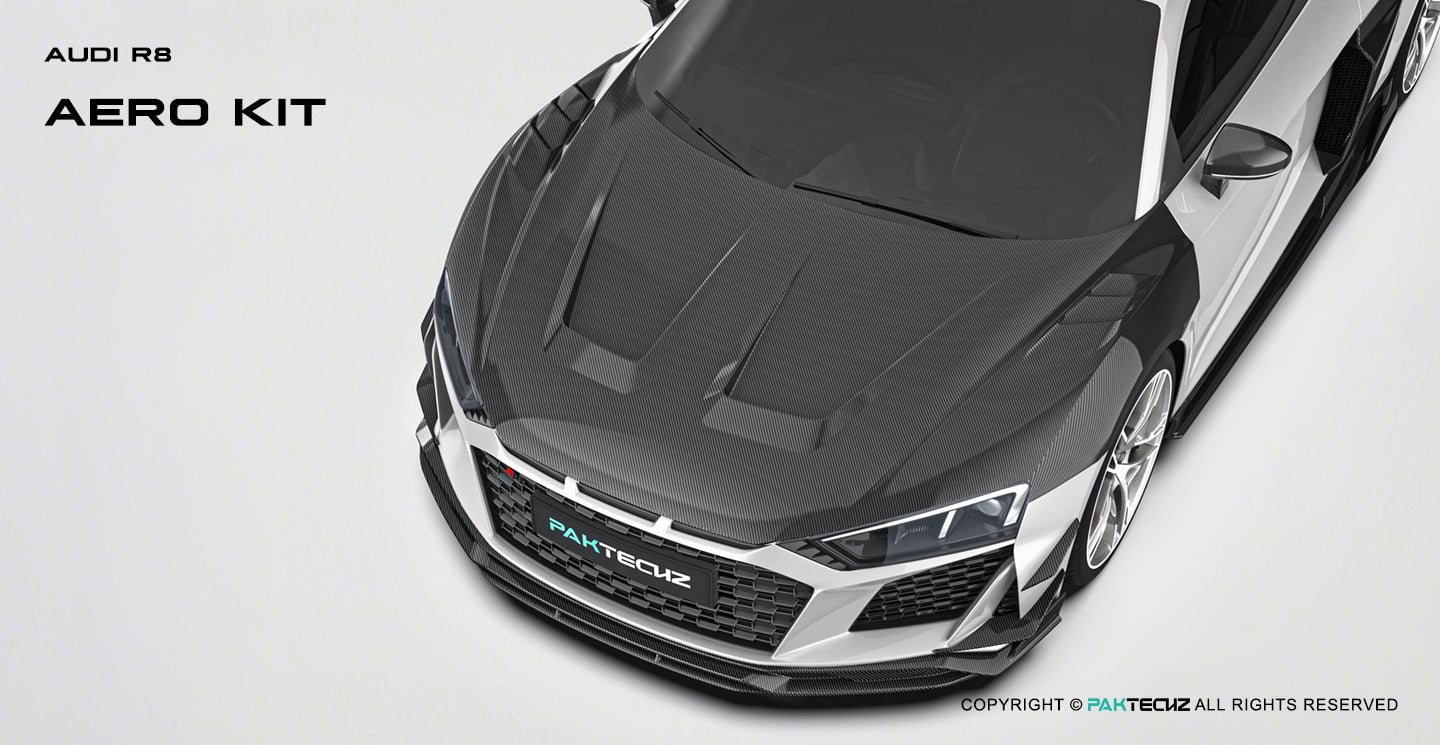 Audi R8 (Gen 2) Paktechz Full Dry Carbon (Prepreg) Bonnet (2016 - 2023) Aftermarket Carbon Fiber Part / Bodykit - Robot Bodykits