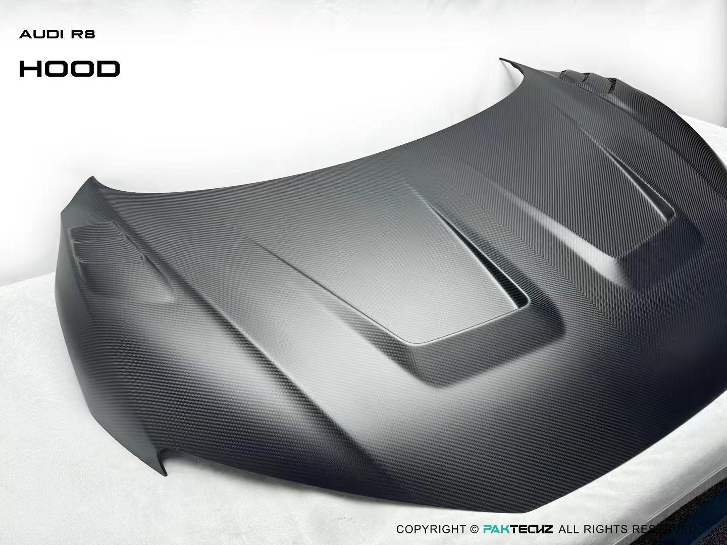 Audi R8 (Gen 2) Paktechz Full Dry Carbon (Prepreg) Bonnet (2016 - 2023) Aftermarket Carbon Fiber Part / Bodykit - Robot Bodykits