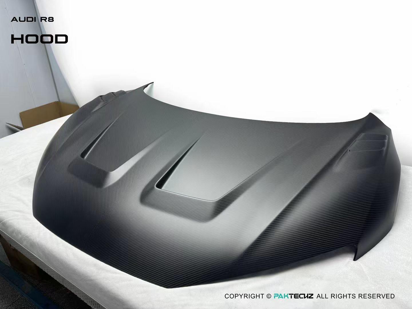 Audi R8 (Gen 2) Paktechz Full Dry Carbon (Prepreg) Bonnet (2016 - 2023) Aftermarket Carbon Fiber Part / Bodykit - Robot Bodykits
