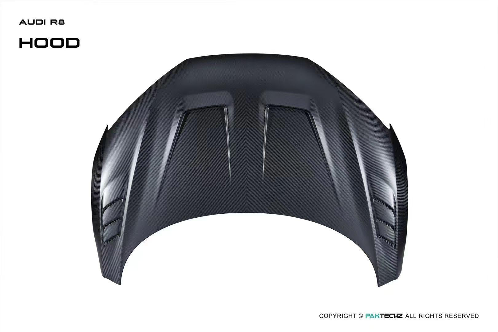 Audi R8 (Gen 2) Paktechz Full Dry Carbon (Prepreg) Bonnet (2016 - 2023) Aftermarket Carbon Fiber Part / Bodykit - Robot Bodykits