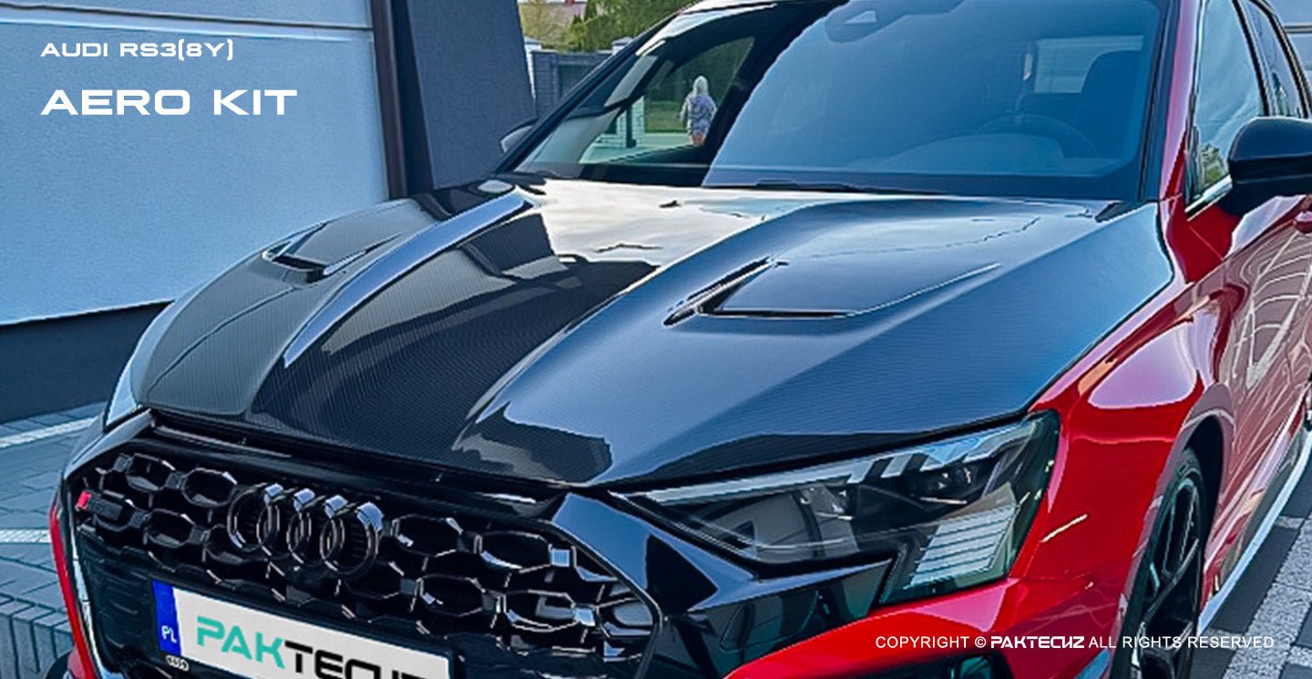 Audi RS3 8Y Paktechz Design Carbon Fiber Hood (Audi RS3 8Y Sportback/Saloon/Sedan) Aftermarket Carbon Fiber Part / Bodykit - Robot Bodykits