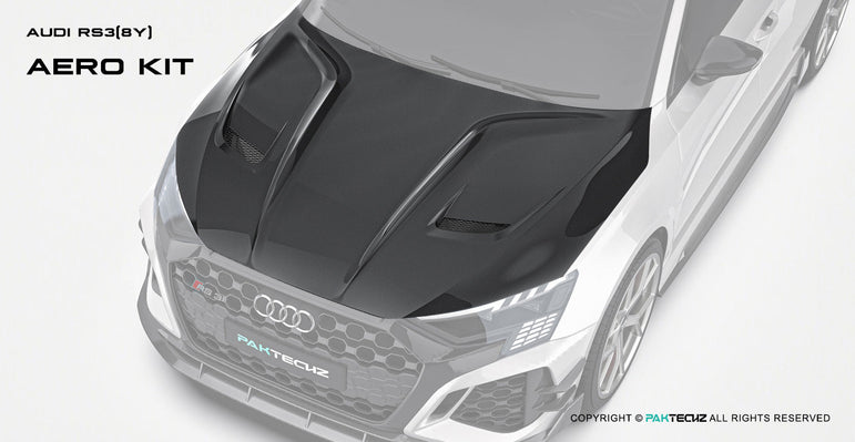 Audi RS3 8Y Paktechz Design Carbon Fiber Hood (Audi RS3 8Y Sportback/Saloon/Sedan) Aftermarket Carbon Fiber Part / Bodykit - Robot Bodykits