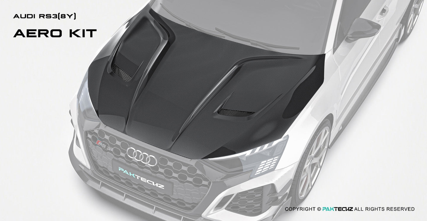 Audi RS3 8Y Paktechz Design Carbon Fiber Hood (Audi RS3 8Y Sportback/Saloon/Sedan) Aftermarket Carbon Fiber Part / Bodykit - Robot Bodykits