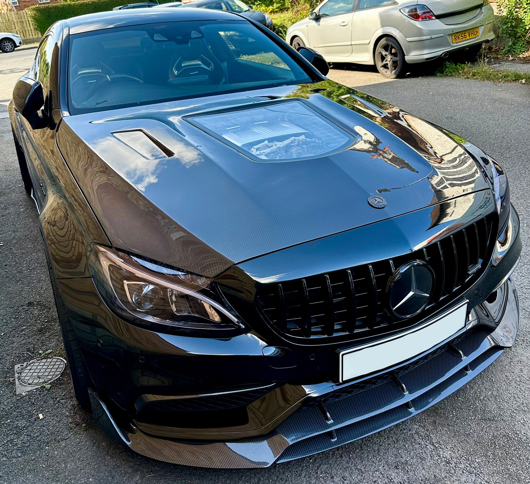 CMST Tuning Carbon Tempered Glass Transparent Bonnet For Mercedes Benz 2015-2020 AMG C63 Sedan Coupe 2 Door 4 Door - Robot Bodykits