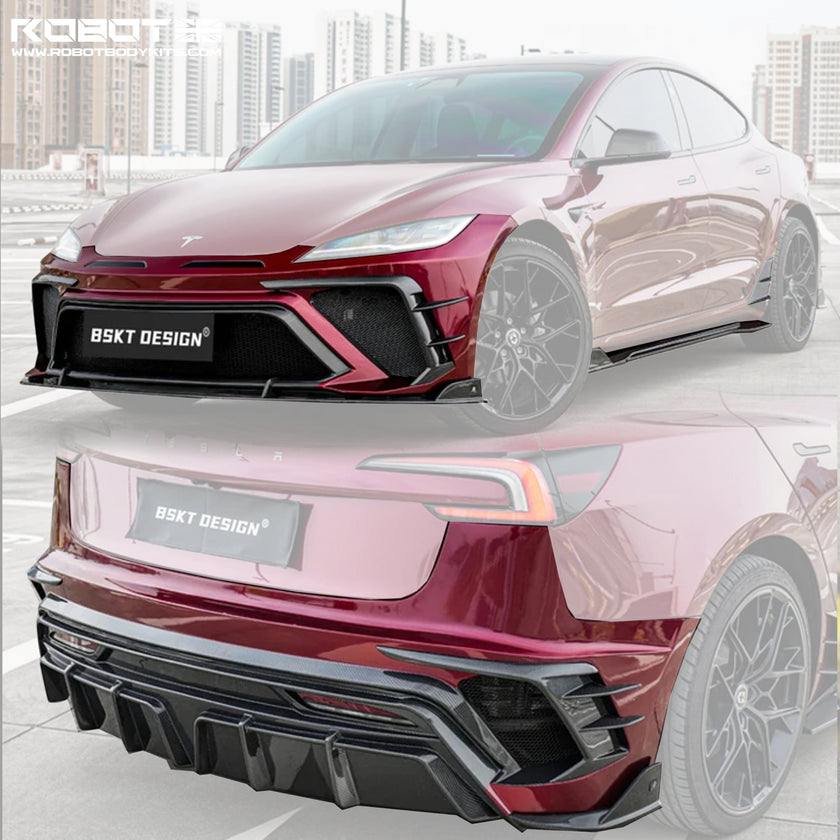 BSKT Design Carbon Fiber Full Aero Body Kit for Tesla Model 3 Highland 2023+ Aftermarket Carbon Fiber Part / Bodykit - Robot Bodykits
