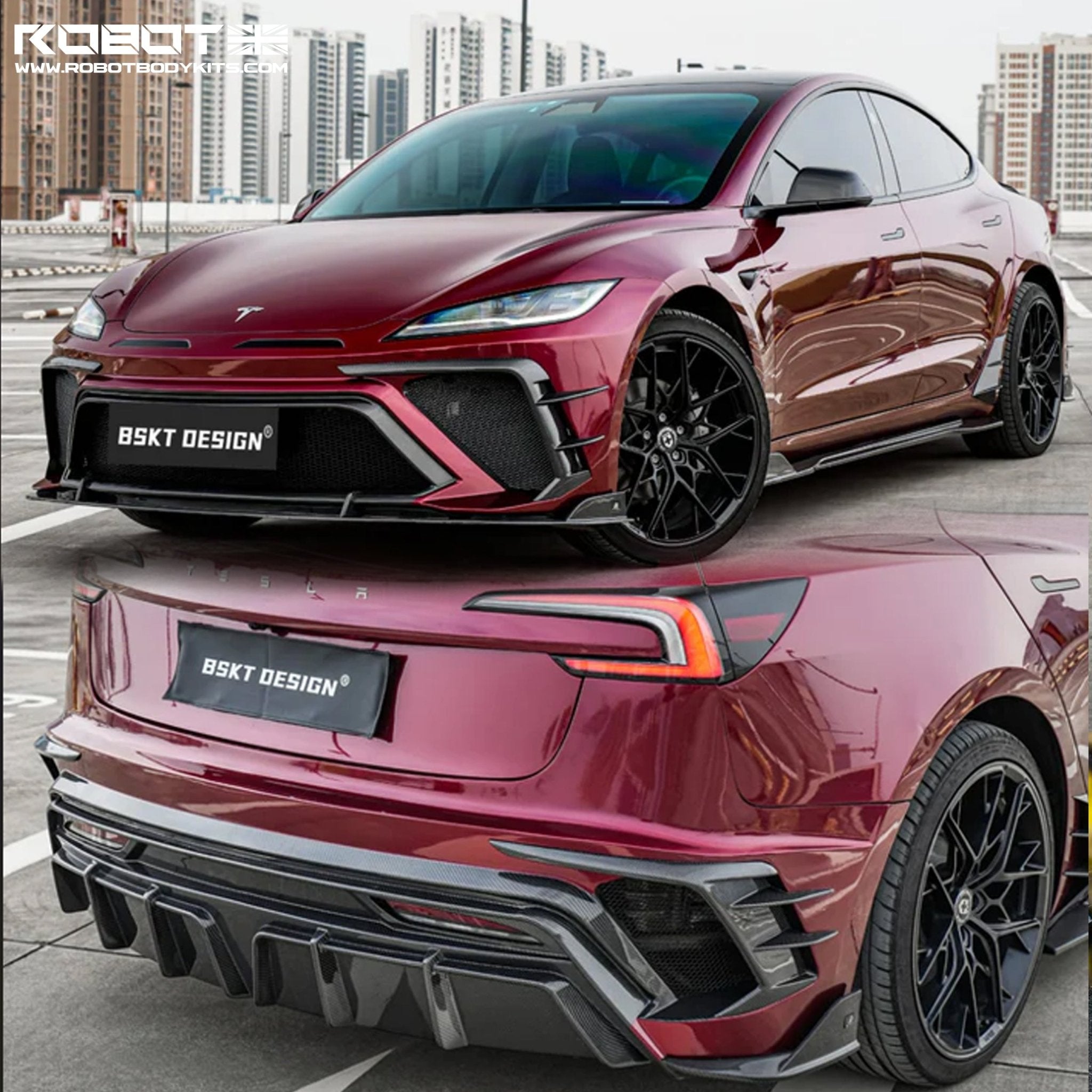 BSKT Design Carbon Fiber Full Aero Body Kit for Tesla Model 3 Highland 2023+ Aftermarket Carbon Fiber Part / Bodykit - Robot Bodykits