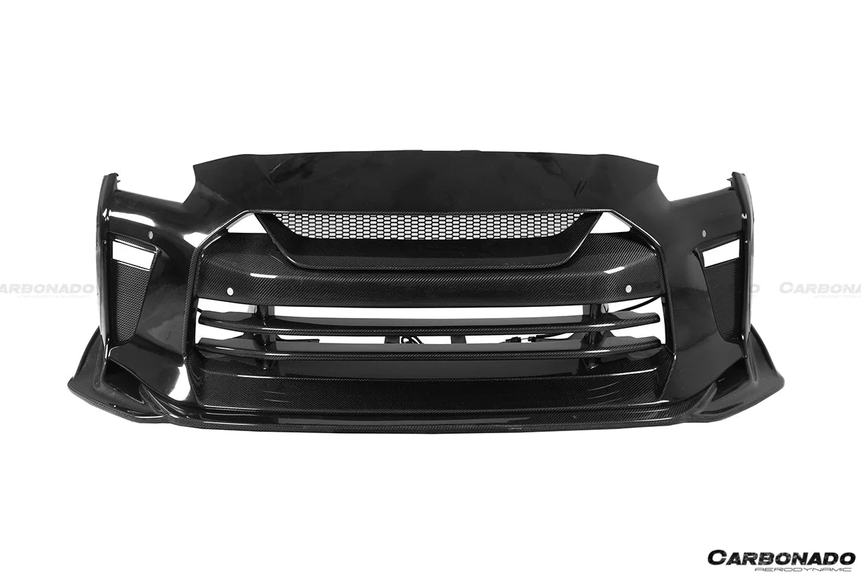 Carbonado TS Style Front Bumper & Front Lip for Nissan GTR GT - R R35 2017 - 2022 EBA Carbon Fiber / FRP Aftermarket Carbon Fiber Part / Bodykit - Robot Bodykits