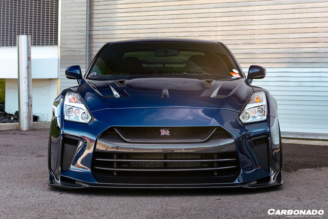 Carbonado TS Style Front Bumper & Front Lip for Nissan GTR GT - R R35 2017 - 2022 EBA Carbon Fiber / FRP Aftermarket Carbon Fiber Part / Bodykit - Robot Bodykits