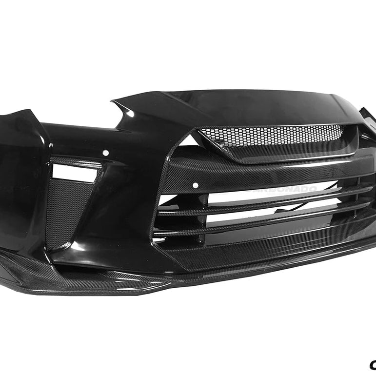 Carbonado TS Style Front Bumper & Front Lip for Nissan GTR GT - R R35 2017 - 2022 EBA Carbon Fiber / FRP Aftermarket Carbon Fiber Part / Bodykit - Robot Bodykits