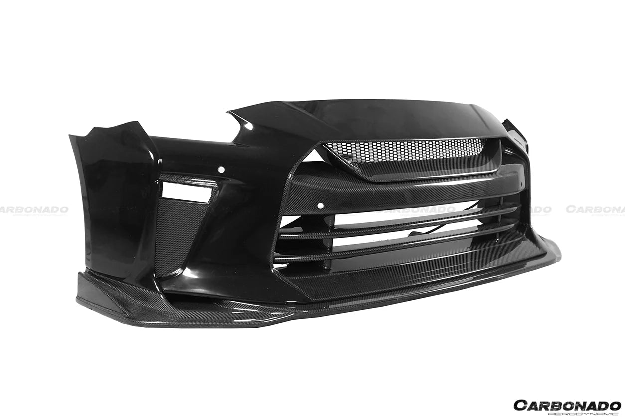 Carbonado TS Style Front Bumper & Front Lip for Nissan GTR GT - R R35 2017 - 2022 EBA Carbon Fiber / FRP Aftermarket Carbon Fiber Part / Bodykit - Robot Bodykits