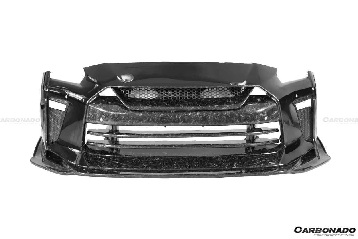 Carbonado TS Style Front Bumper & Front Lip for Nissan GTR GT - R R35 2017 - 2022 EBA Carbon Fiber / FRP Aftermarket Carbon Fiber Part / Bodykit - Robot Bodykits
