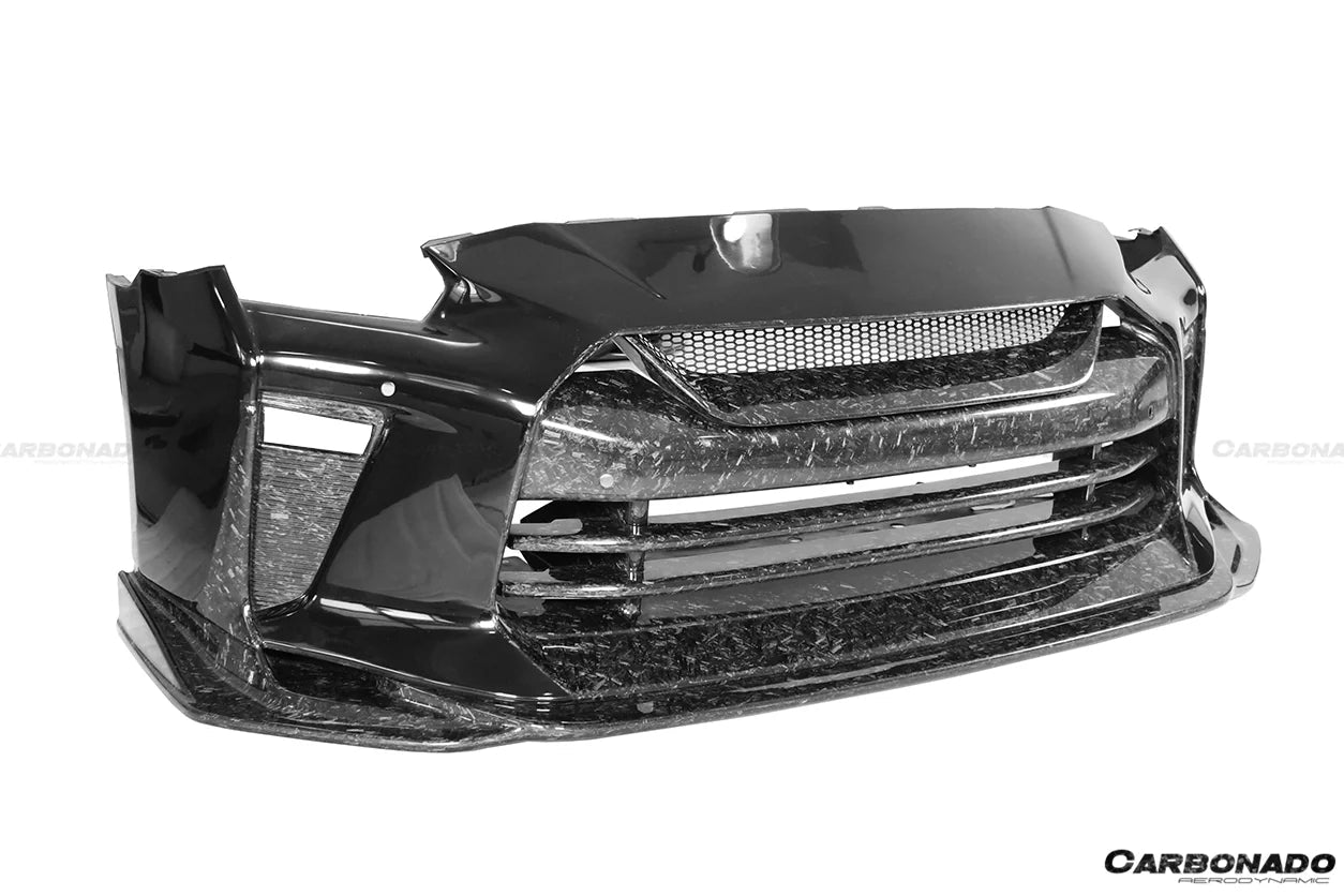 Carbonado TS Style Front Bumper & Front Lip for Nissan GTR GT - R R35 2017 - 2022 EBA Carbon Fiber / FRP Aftermarket Carbon Fiber Part / Bodykit - Robot Bodykits
