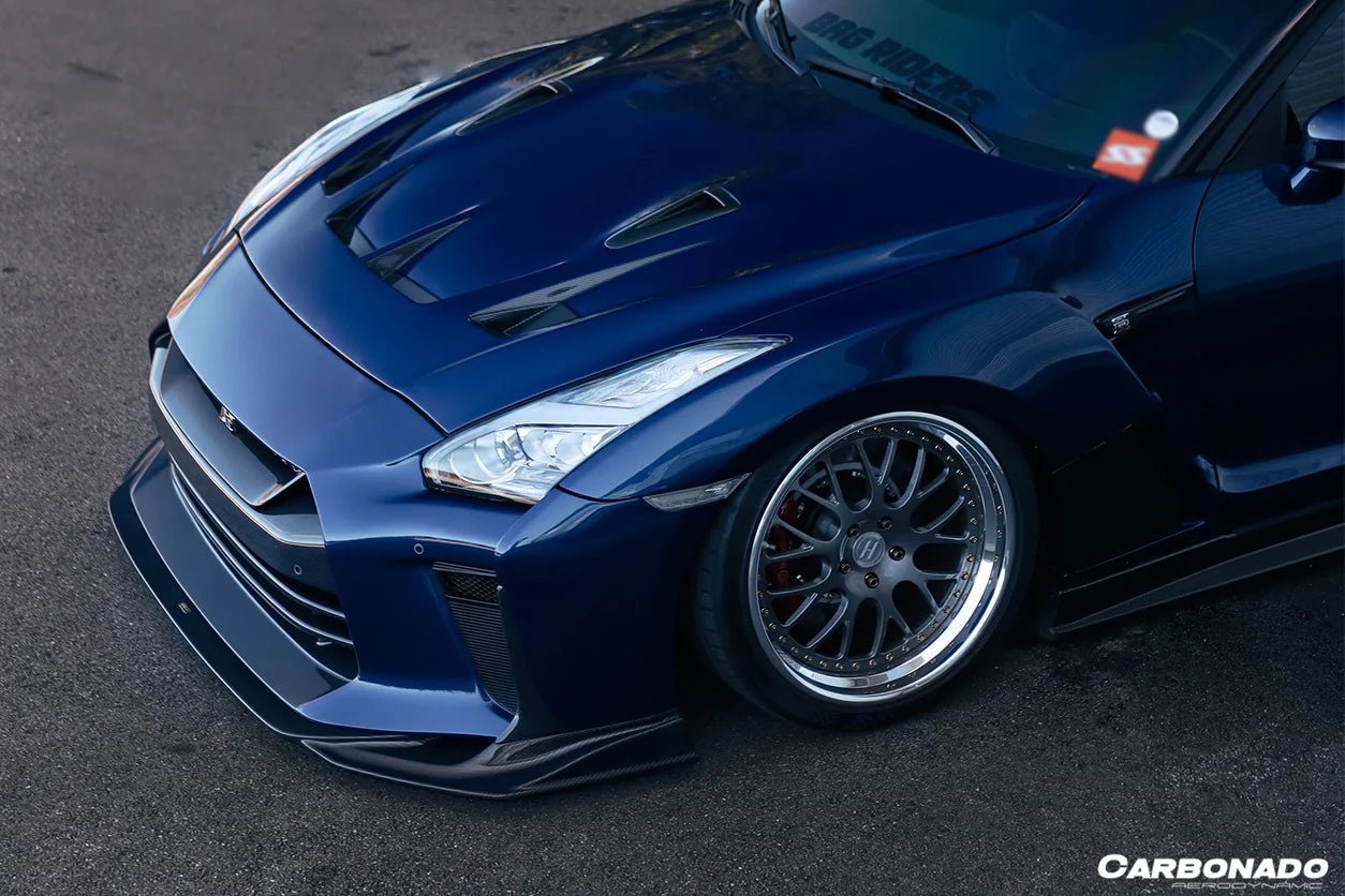 Carbonado TS Style Front Bumper & Front Lip for Nissan GTR GT - R R35 2017 - 2022 EBA Carbon Fiber / FRP Aftermarket Carbon Fiber Part / Bodykit - Robot Bodykits