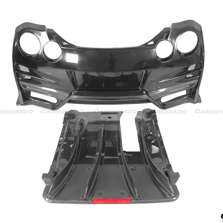 Carbonado TS Style Rear Bumper, Diffuser & Undertray for Nissan GTR GT - R R35 2008 - 2022 CBA & DBA & EBA Carbon Fiber / FRP Aftermarket Carbon Fiber Part / Bodykit - Robot Bodykits