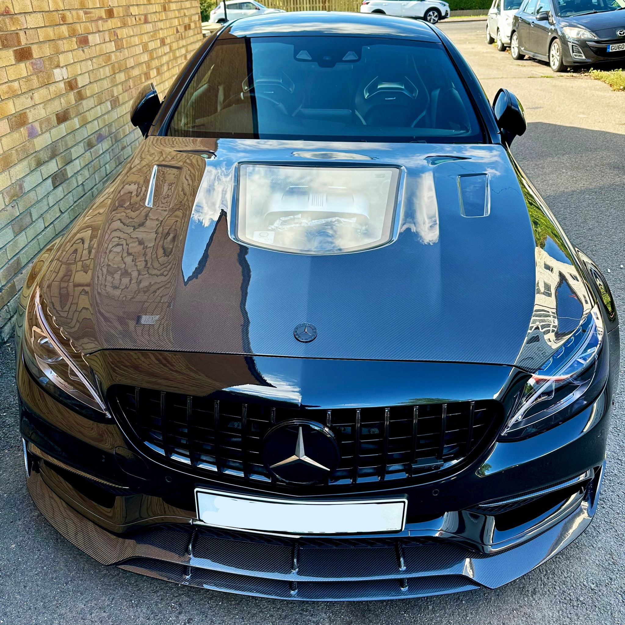 CMST Tuning Carbon Tempered Glass Transparent Bonnet For Mercedes Benz 2015-2020 AMG C63 Sedan Coupe 2 Door 4 Door - Robot Bodykits