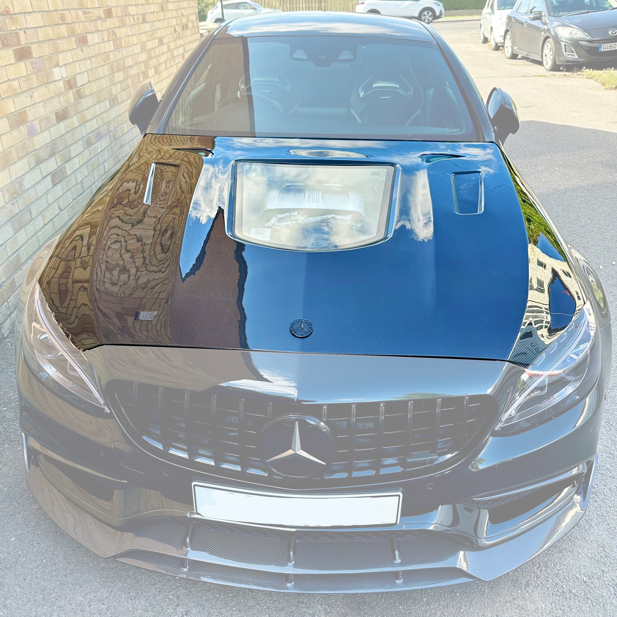 CMST Tuning Carbon Tempered Glass Transparent Bonnet For Mercedes Benz 2015-2020 AMG C63 Sedan Coupe 2 Door 4 Door - Robot Bodykits