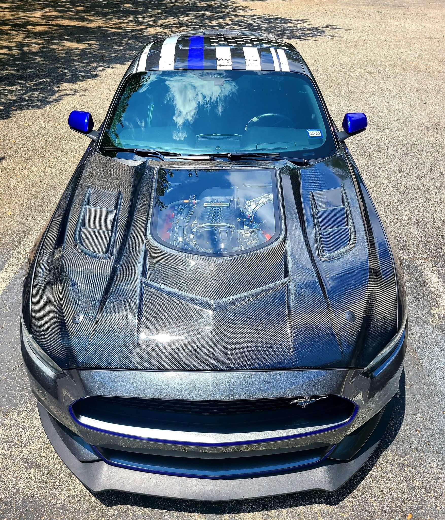 CMST Carbon Fiber Glass Transparent Hood Stage 2 ( Raised 2 inches ) for Ford Mustang S550.1 2015 - 2017 Aftermarket Carbon Fiber Part / Bodykit - Robot Bodykits