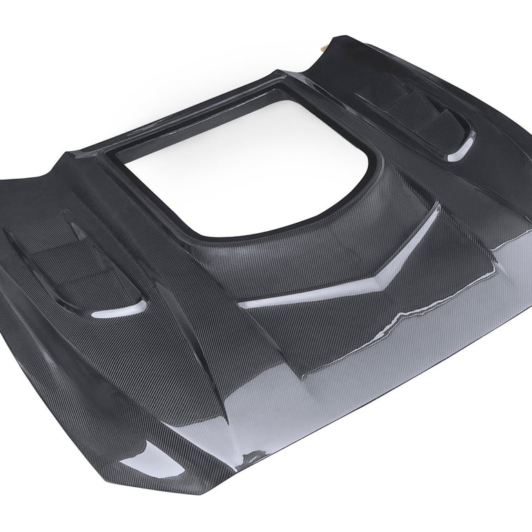 CMST Carbon Fiber Glass Transparent Hood Stage 2 ( Raised 2 inches ) for Ford Mustang S550.1 2015 - 2017 Aftermarket Carbon Fiber Part / Bodykit - Robot Bodykits