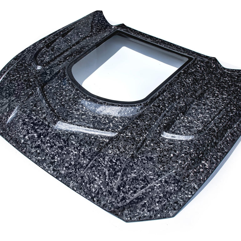 CMST Carbon Fiber Glass Transparent Hood Stage 2 ( Raised 2 inches ) for Ford Mustang S550.1 2015 - 2017 Aftermarket Carbon Fiber Part / Bodykit - Robot Bodykits
