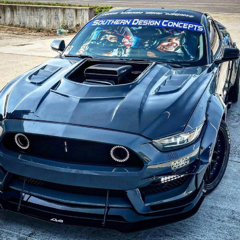 CMST Carbon Fiber Glass Transparent Hood Stage 2 ( Raised 2 inches ) for Ford Mustang S550.1 2015 - 2017 Aftermarket Carbon Fiber Part / Bodykit - Robot Bodykits
