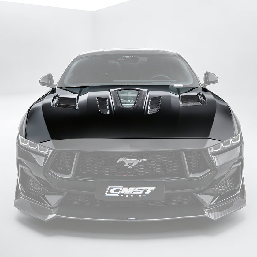 CMST Ford Mustang S650 2.3/5.0 Carbon Fibre Bonnet With Tempered Glass Window Aftermarket Carbon Fiber Part / Bodykit - Robot Bodykits