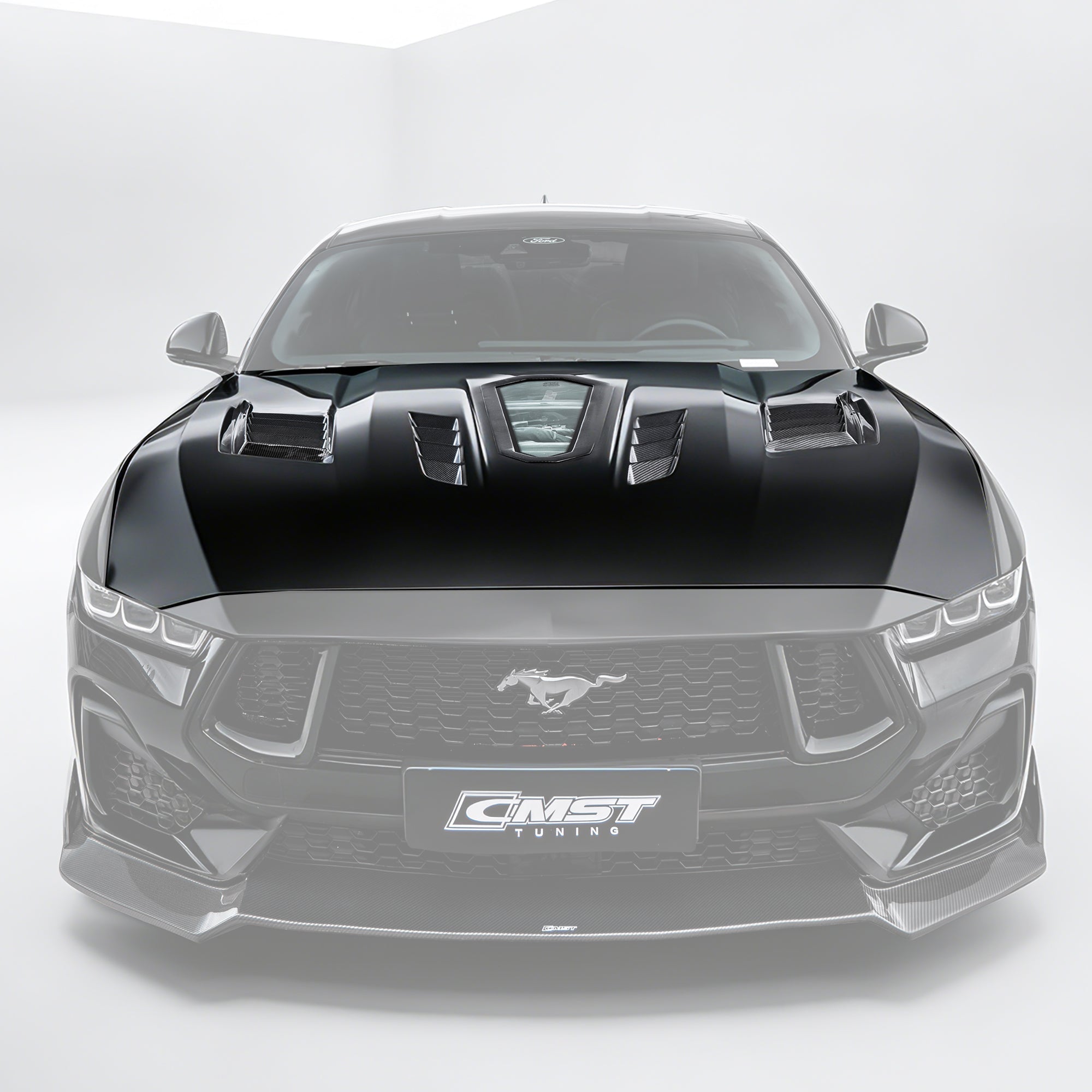 CMST Ford Mustang S650 2.3/5.0 Carbon Fibre Bonnet With Tempered Glass Window Aftermarket Carbon Fiber Part / Bodykit - Robot Bodykits
