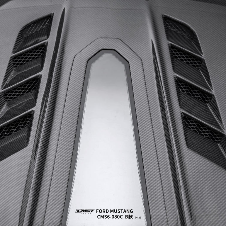 CMST Ford Mustang S650 2.3/5.0 Carbon Fibre Bonnet With Tempered Glass Window Aftermarket Carbon Fiber Part / Bodykit - Robot Bodykits
