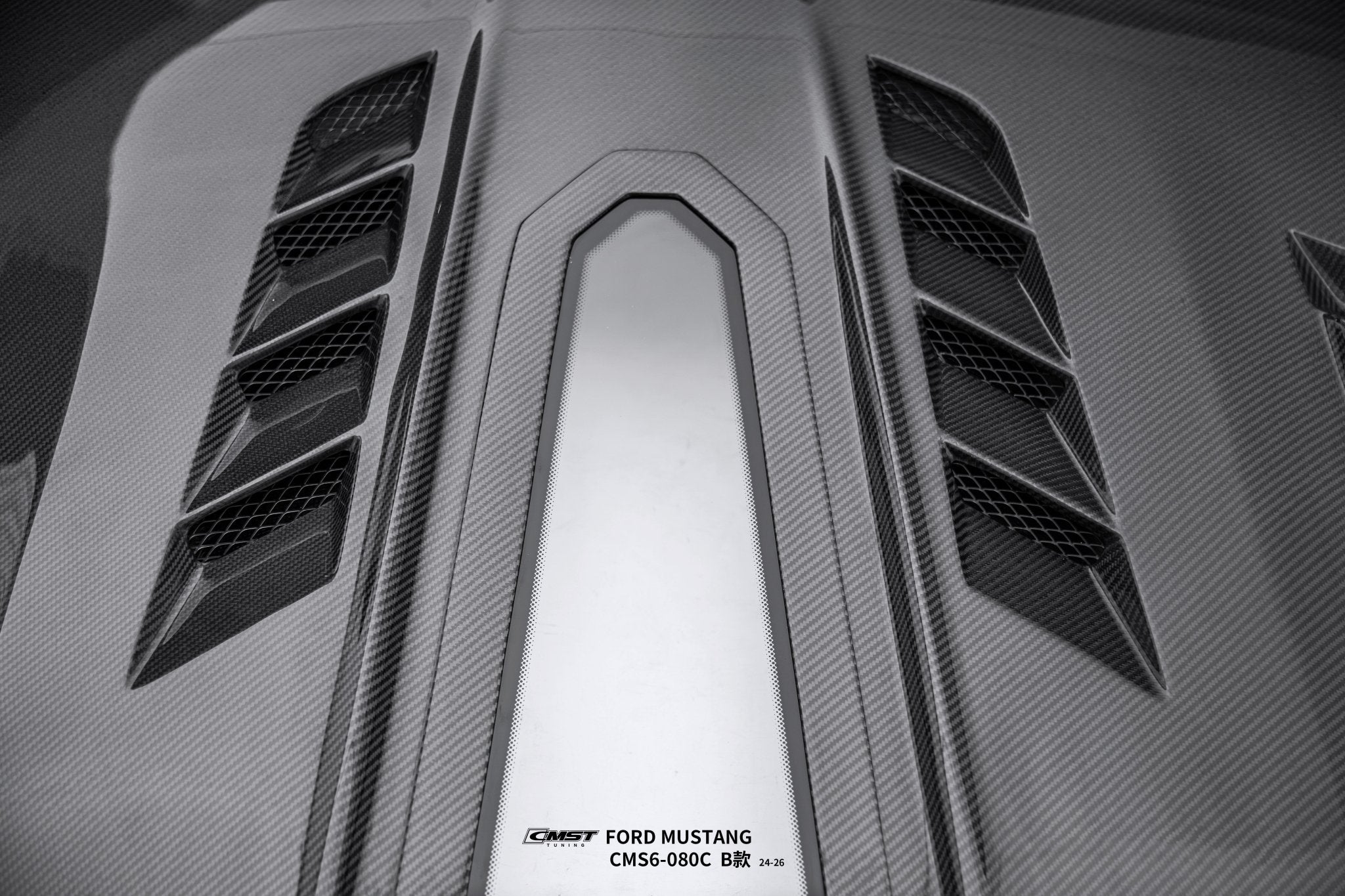 CMST Ford Mustang S650 2.3/5.0 Carbon Fibre Bonnet With Tempered Glass Window Aftermarket Carbon Fiber Part / Bodykit - Robot Bodykits