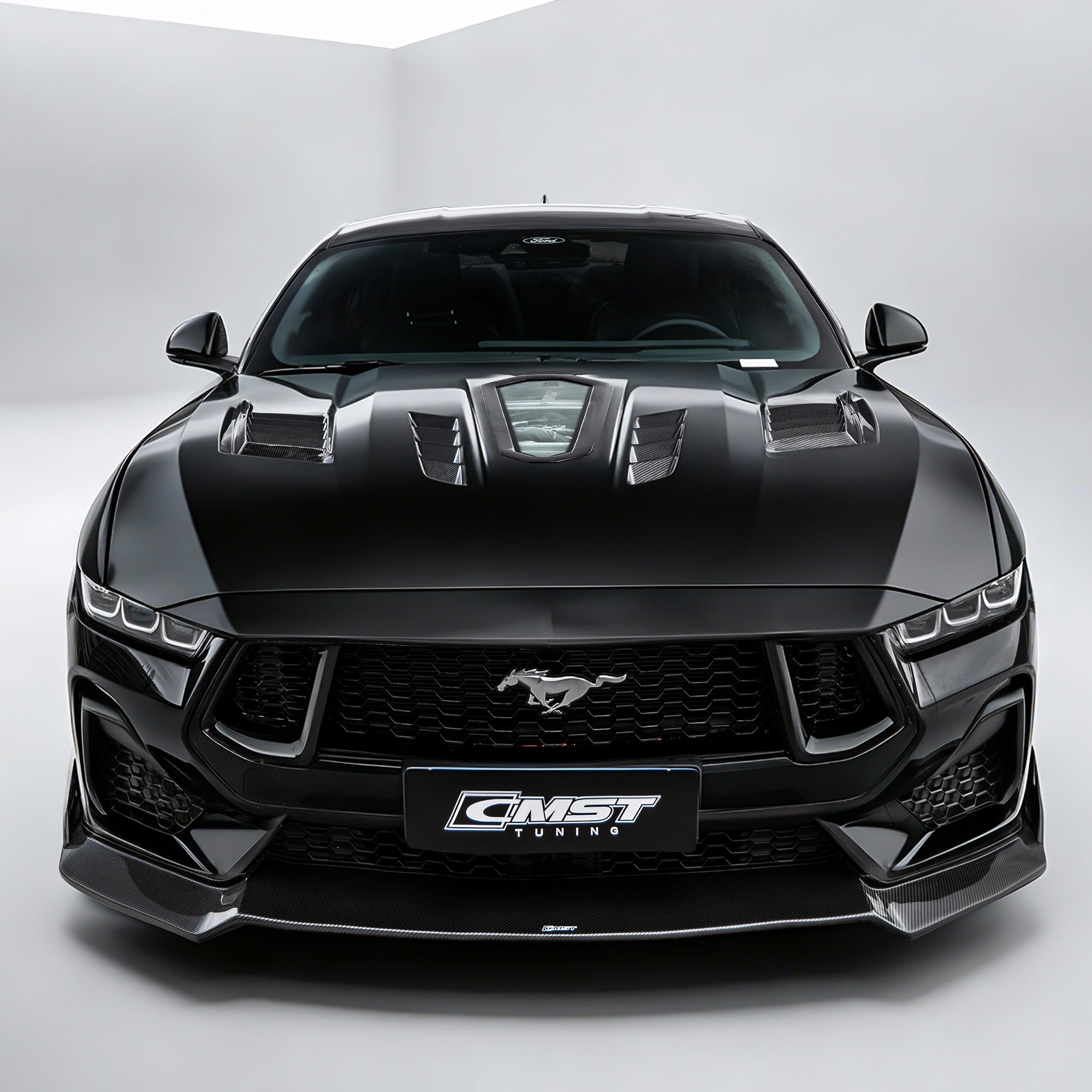 CMST Ford Mustang S650 2.3/5.0 Carbon Fibre Bonnet With Tempered Glass Window Aftermarket Carbon Fiber Part / Bodykit - Robot Bodykits