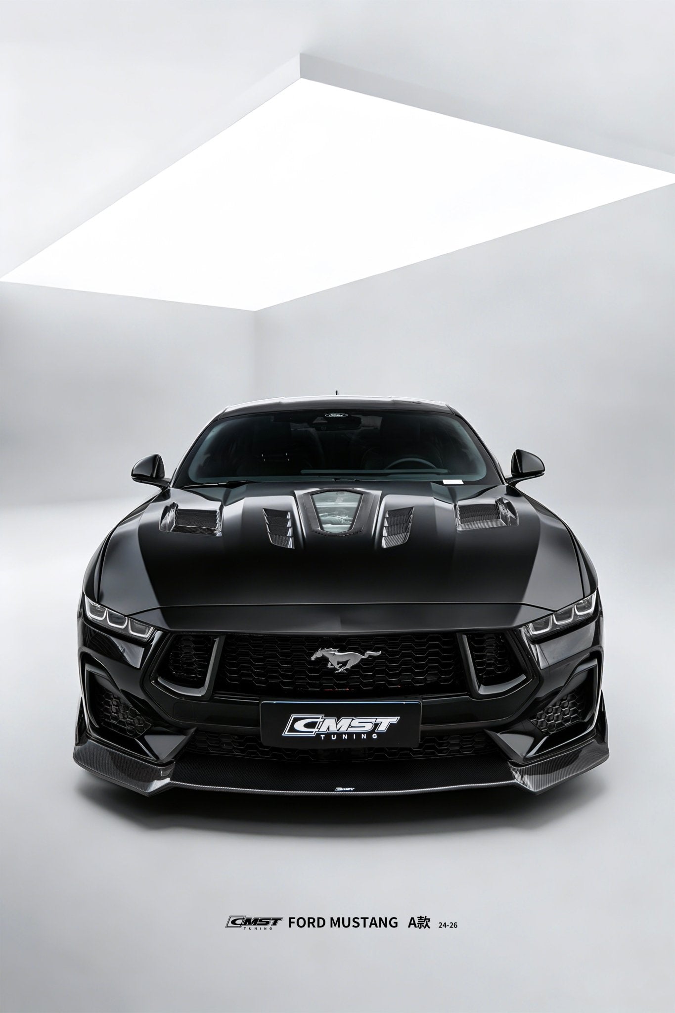 CMST Ford Mustang S650 2.3/5.0 Carbon Fibre Bonnet With Tempered Glass Window Aftermarket Carbon Fiber Part / Bodykit - Robot Bodykits