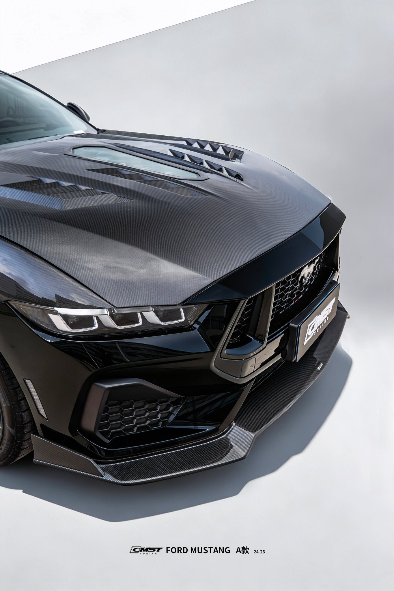 CMST Ford Mustang S650 2.3/5.0 Carbon Fibre Bonnet With Tempered Glass Window Aftermarket Carbon Fiber Part / Bodykit - Robot Bodykits