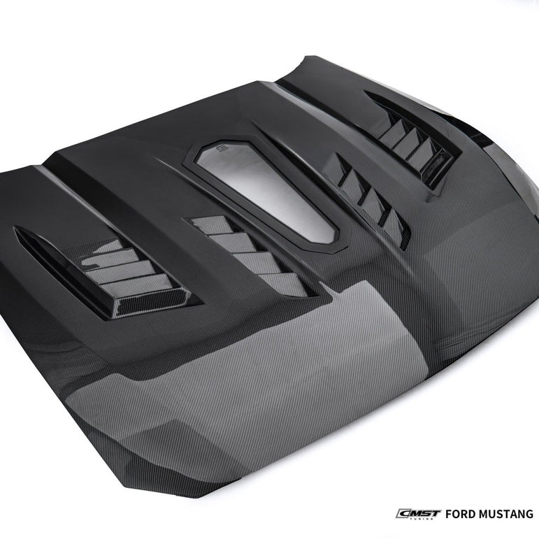 CMST Ford Mustang S650 2.3/5.0 Carbon Fibre Bonnet With Tempered Glass Window Aftermarket Carbon Fiber Part / Bodykit - Robot Bodykits