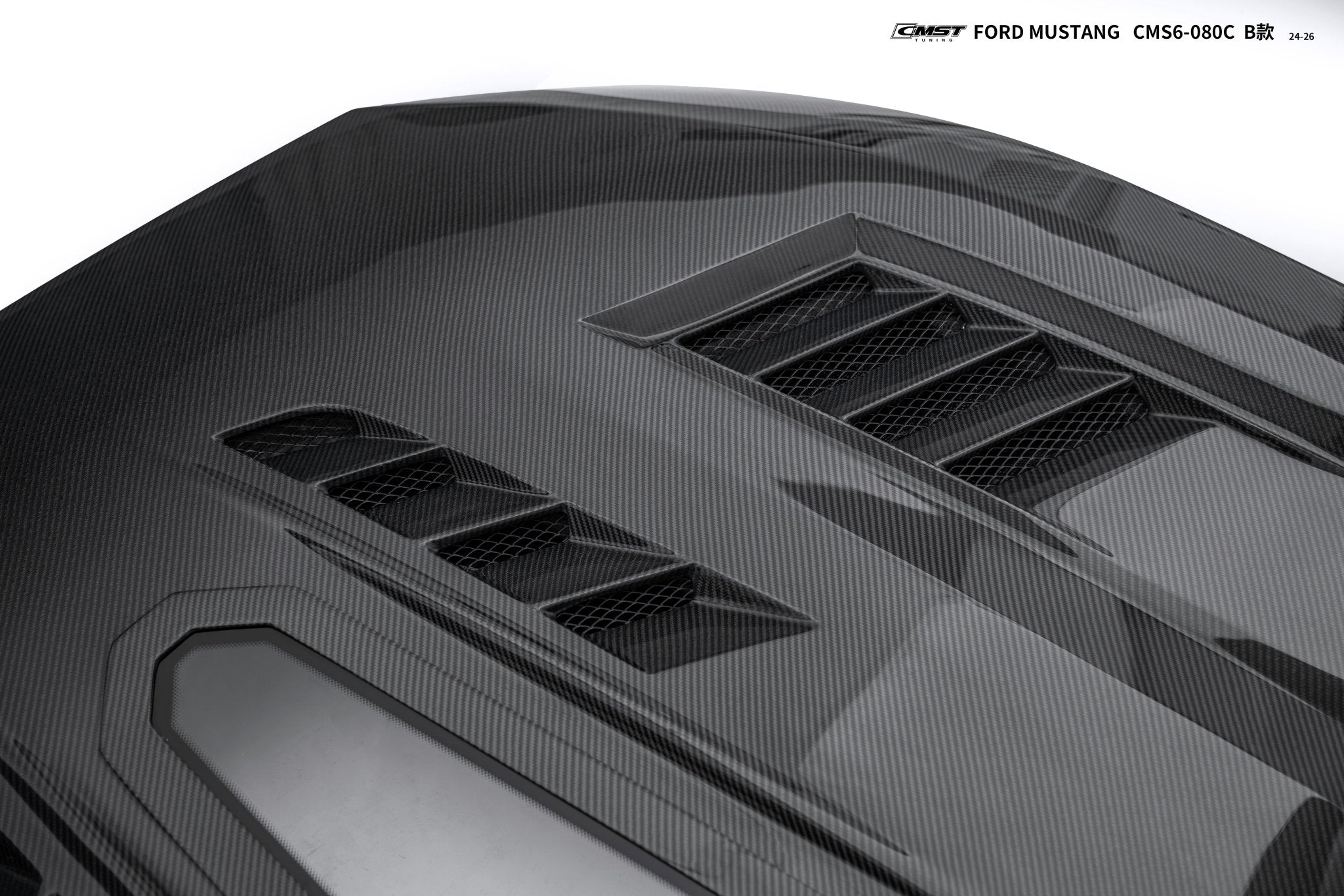 CMST Ford Mustang S650 2.3/5.0 Carbon Fibre Bonnet With Tempered Glass Window Aftermarket Carbon Fiber Part / Bodykit - Robot Bodykits